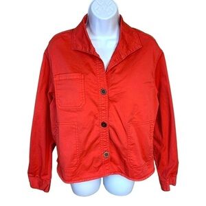 M Chino By Anthropologie Red Orange Jacket Roomy Fit Long Sleeve Button Down